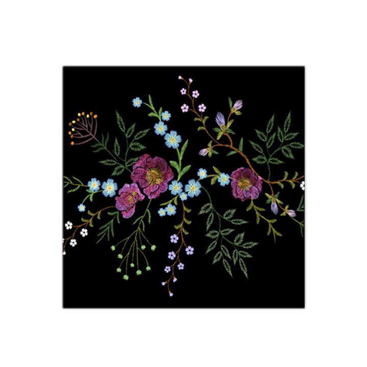 Embroidery-trend-floral-pattern-small-branches-herb-rose Satin Bandana Scarf 22  x 22 