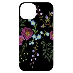 Embroidery-trend-floral-pattern-small-branches-herb-rose Iphone 14 Black Uv Print Case by Salman4z