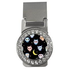 Cute-owl-doodles-with-moon-star-seamless-pattern Money Clips (cz)  by Salman4z