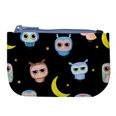 Cute-owl-doodles-with-moon-star-seamless-pattern Large Coin Purse by Salman4z