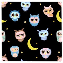Cute-owl-doodles-with-moon-star-seamless-pattern Wooden Puzzle Square by Salman4z