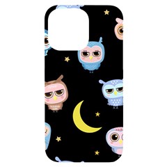 Cute-owl-doodles-with-moon-star-seamless-pattern Iphone 14 Pro Max Black Uv Print Case by Salman4z