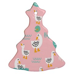 Cute-happy-duck-gift-card-design-seamless-pattern-template Christmas Tree Ornament (two Sides) by Salman4z