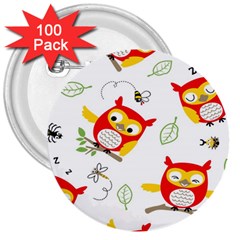 Seamless-pattern-vector-owl-cartoon-with-bugs 3  Buttons (100 Pack) 