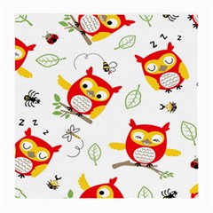 Seamless-pattern-vector-owl-cartoon-with-bugs Medium Glasses Cloth (2 Sides) by Salman4z