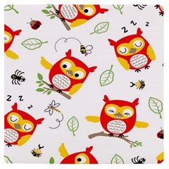 Seamless-pattern-vector-owl-cartoon-with-bugs Uv Print Square Tile Coaster  by Salman4z