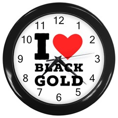 I Love Black Gold Wall Clock (black) by ilovewhateva