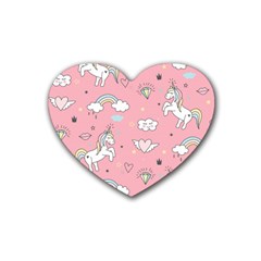 Cute-unicorn-seamless-pattern Rubber Coaster (heart) by Salman4z