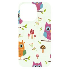 Forest-seamless-pattern-with-cute-owls Iphone 14 Pro Max Black Uv Print Case by Salman4z