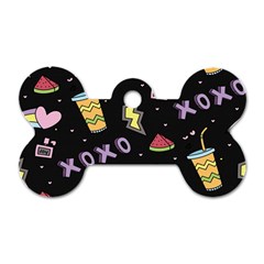 Cute-girl-things-seamless-background Dog Tag Bone (two Sides) by Salman4z