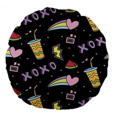 Cute-girl-things-seamless-background Large 18  Premium Round Cushions by Salman4z