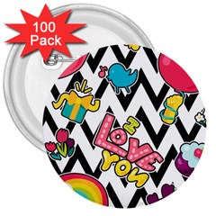 Vector-romantic-love-seamless-pattern 3  Buttons (100 Pack) 