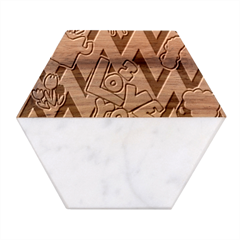 Vector-romantic-love-seamless-pattern Marble Wood Coaster (hexagon) 