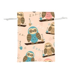 Seamless-pattern-owls-dream-cute-style-pajama-fabric Lightweight Drawstring Pouch (l) by Salman4z