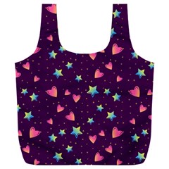 Colorful-stars-hearts-seamless-vector-pattern Full Print Recycle Bag (xxl) by Salman4z