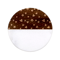 Colorful-stars-hearts-seamless-vector-pattern Classic Marble Wood Coaster (round)  by Salman4z