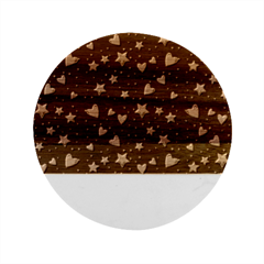 Colorful-stars-hearts-seamless-vector-pattern Marble Wood Coaster (round) by Salman4z