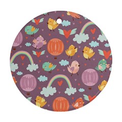 Cute-seamless-pattern-with-doodle-birds-balloons Round Ornament (two Sides) by Salman4z