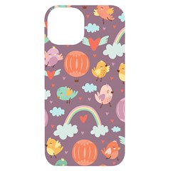 Cute-seamless-pattern-with-doodle-birds-balloons Iphone 14 Black Uv Print Case by Salman4z