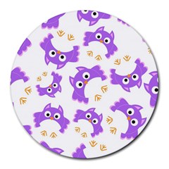 Purple-owl-pattern-background Round Mousepad by Salman4z