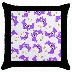 Purple-owl-pattern-background Throw Pillow Case (black) by Salman4z