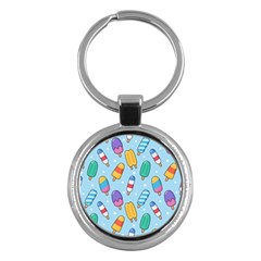 Cute-kawaii-ice-cream-seamless-pattern Key Chain (round) by Salman4z