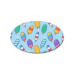 Cute-kawaii-ice-cream-seamless-pattern Sticker Oval (10 Pack)