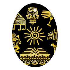 Maya-style-gold-linear-totem-icons Ornament (oval) by Salman4z