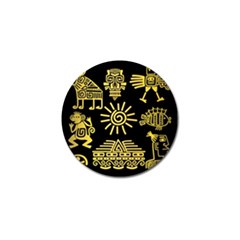 Maya-style-gold-linear-totem-icons Golf Ball Marker (10 Pack)