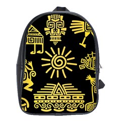 Maya-style-gold-linear-totem-icons School Bag (xl) by Salman4z