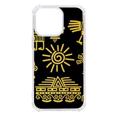 Maya-style-gold-linear-totem-icons Iphone 13 Pro Tpu Uv Print Case by Salman4z