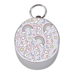 Seamless-pattern-with-cute-rabbit-character Mini Silver Compasses by Salman4z
