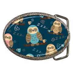 Seamless-pattern-owls-dreaming Belt Buckles by Salman4z