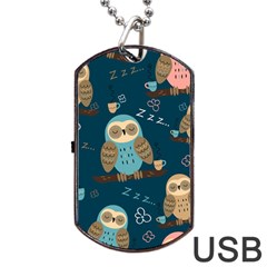 Seamless-pattern-owls-dreaming Dog Tag Usb Flash (two Sides) by Salman4z