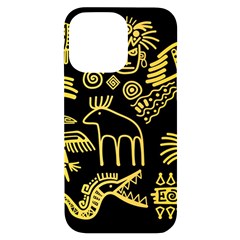 Golden-indian-traditional-signs-symbols Iphone 14 Pro Max Black Uv Print Case by Salman4z