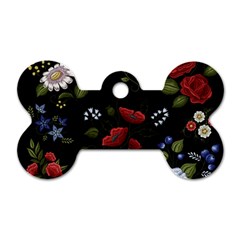 Floral-folk-fashion-ornamental-embroidery-pattern Dog Tag Bone (one Side) by Salman4z