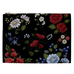 Floral-folk-fashion-ornamental-embroidery-pattern Cosmetic Bag (xxl) by Salman4z