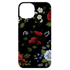 Floral-folk-fashion-ornamental-embroidery-pattern Iphone 14 Black Uv Print Case by Salman4z