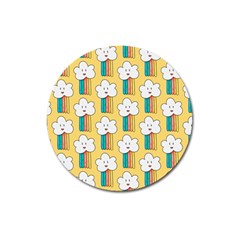 Smile-cloud-rainbow-pattern-yellow Magnet 3  (round)