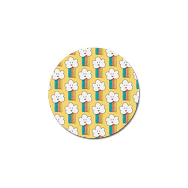 Smile-cloud-rainbow-pattern-yellow Golf Ball Marker