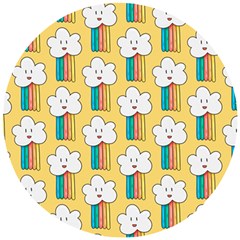 Smile-cloud-rainbow-pattern-yellow Wooden Puzzle Round by Salman4z