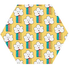 Smile-cloud-rainbow-pattern-yellow Wooden Puzzle Hexagon by Salman4z