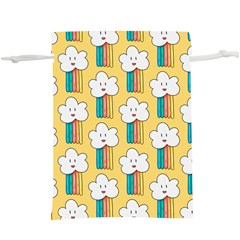 Smile-cloud-rainbow-pattern-yellow Lightweight Drawstring Pouch (xl) by Salman4z