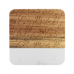 Cloud-seamless-pattern -- Marble Wood Coaster (Square)