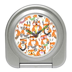 Cute-colorful-owl-cartoon-seamless-pattern Travel Alarm Clock by Salman4z