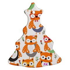 Cute-colorful-owl-cartoon-seamless-pattern Ornament (christmas Tree)  by Salman4z