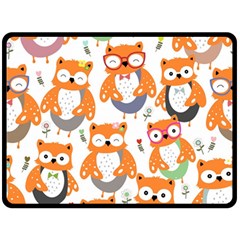 Cute-colorful-owl-cartoon-seamless-pattern Two Sides Fleece Blanket (Large)