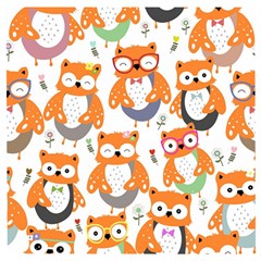 Cute-colorful-owl-cartoon-seamless-pattern Wooden Puzzle Square by Salman4z