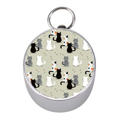 Cute-cat-seamless-pattern Mini Silver Compasses by Salman4z