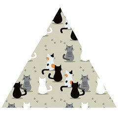 Cute-cat-seamless-pattern Wooden Puzzle Triangle by Salman4z